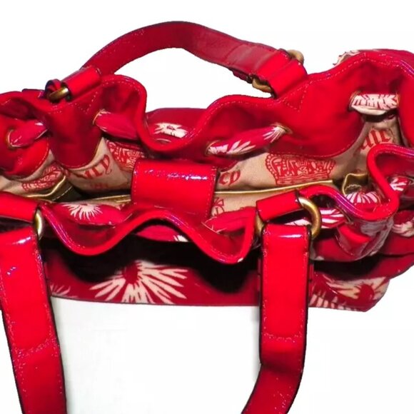 Juicy Couture "Christmas" Red Poinsettia Velour Daydreamer Shoulder Bag Shopper - Picture 10 of 11